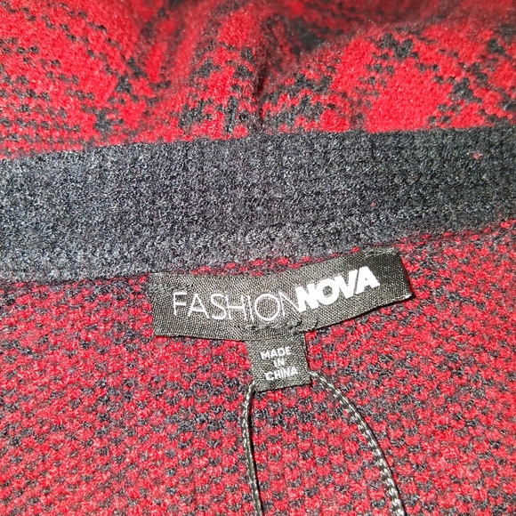 Fashion Nova Red and Black Plaid Long Sleeve Dress - Picture 2 of 16